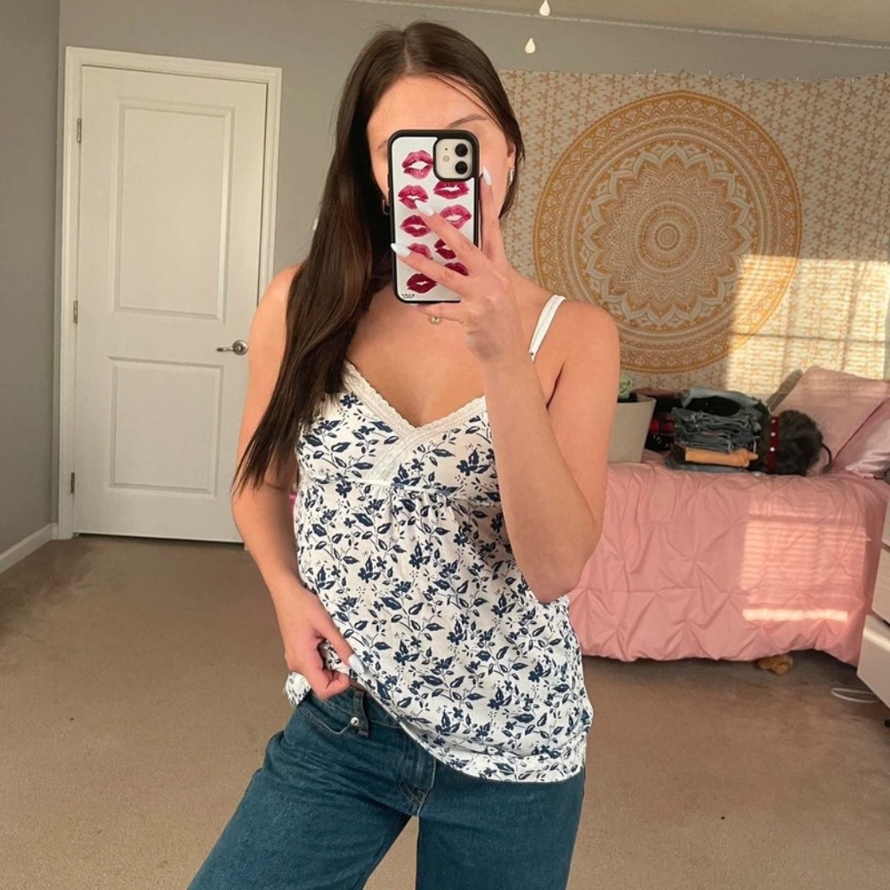 Asos White Blue Tank Top, S